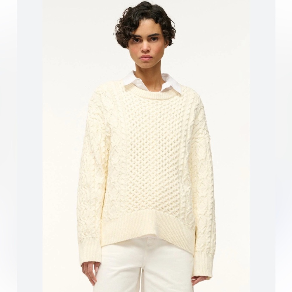 STAUD Tracy Cream Cable Knit Sweater - size Small